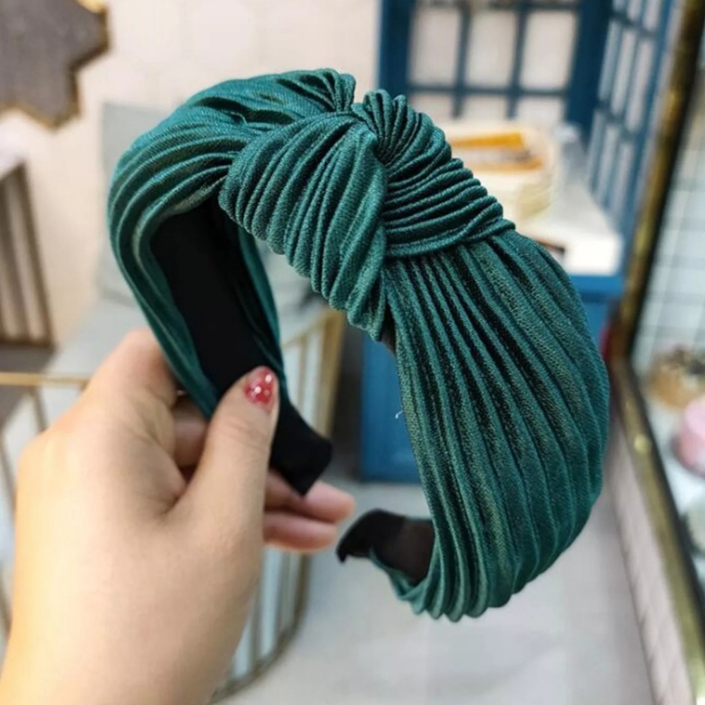 Stefanie Pleated Headband - Emerald Green